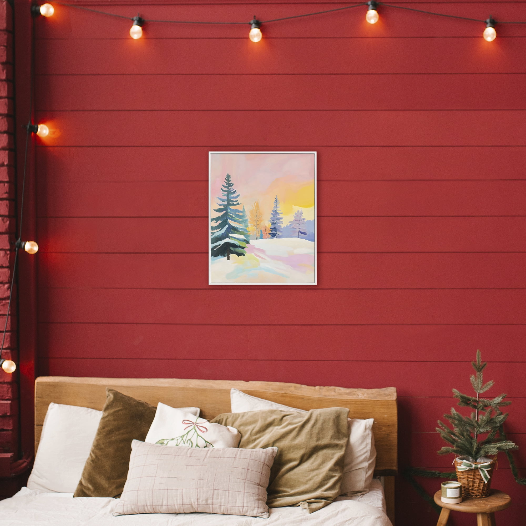Stupell Industries Winter Forest Snowscape in Pastels White Framed Giclee Art, design by The Prints Vibe