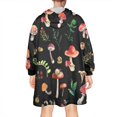 thumbnail image 2 of Red Mushroom Leaf Black Pattern Wearable Oversized Blanket,Wearable Blanket Hoodie for Adults,Cozy Hooded Blankets with Super Pockets,Super Warm Fuzzy Pullover for Women & Men, 2 of 6