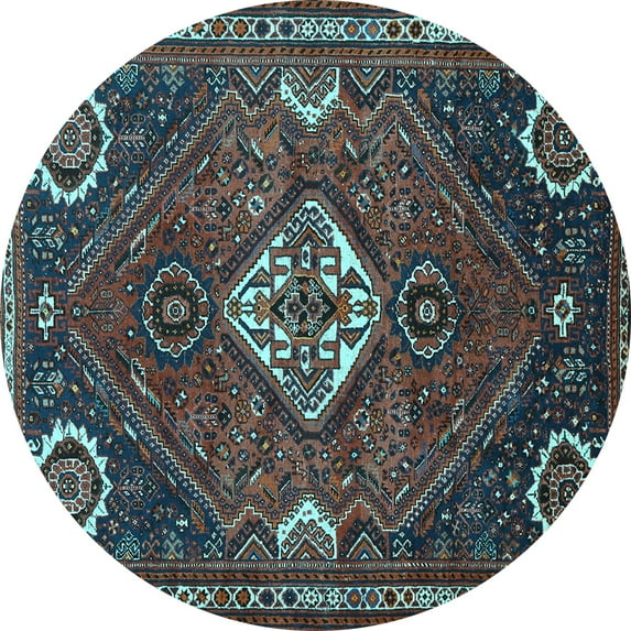 Ahgly Company Indoor Round Persian Light Blue Traditional Area Rugs, 8' Round