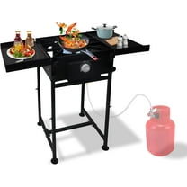 SONRET - One Burner Propane Camping Stove - with Dual Side Shelves, Regulator & Hose