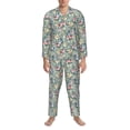 thumbnail image 3 of Naloa Rose Flowers Men’s Pajamas Set - Long Sleeve Button Down Sleep Shirt and Pajama Bottoms Sleepwear Set-XX-Large, 3 of 7