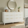 thumbnail image 4 of ELYKEN 54" Fluted Dresser for Bedroom, White Wood 6 Drawer Dresser with Faux Marble Top and Gold Handle, Modern Large Wide Chest of Drawer for Living Room, Hallway, 4 of 9