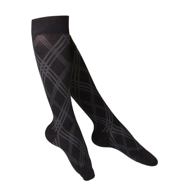 Touch Women's Knee High Compression Socks, 2030 mmHg, Black Argyle