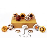 Royal Kraft Vintage Golden and Black Painted Ceramic Pull Knobs for Kitchen Cabinet, Door & Drawer, Wardrobe, Cupboard (Set of 10) Sknob019