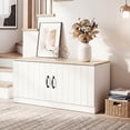 thumbnail image 4 of Costway Banc à Chaussures à 2 Portes avec Tablettes Ajustables, Espace de Rangement Caché pour Couloir Naturel+blanc, 4 of 10