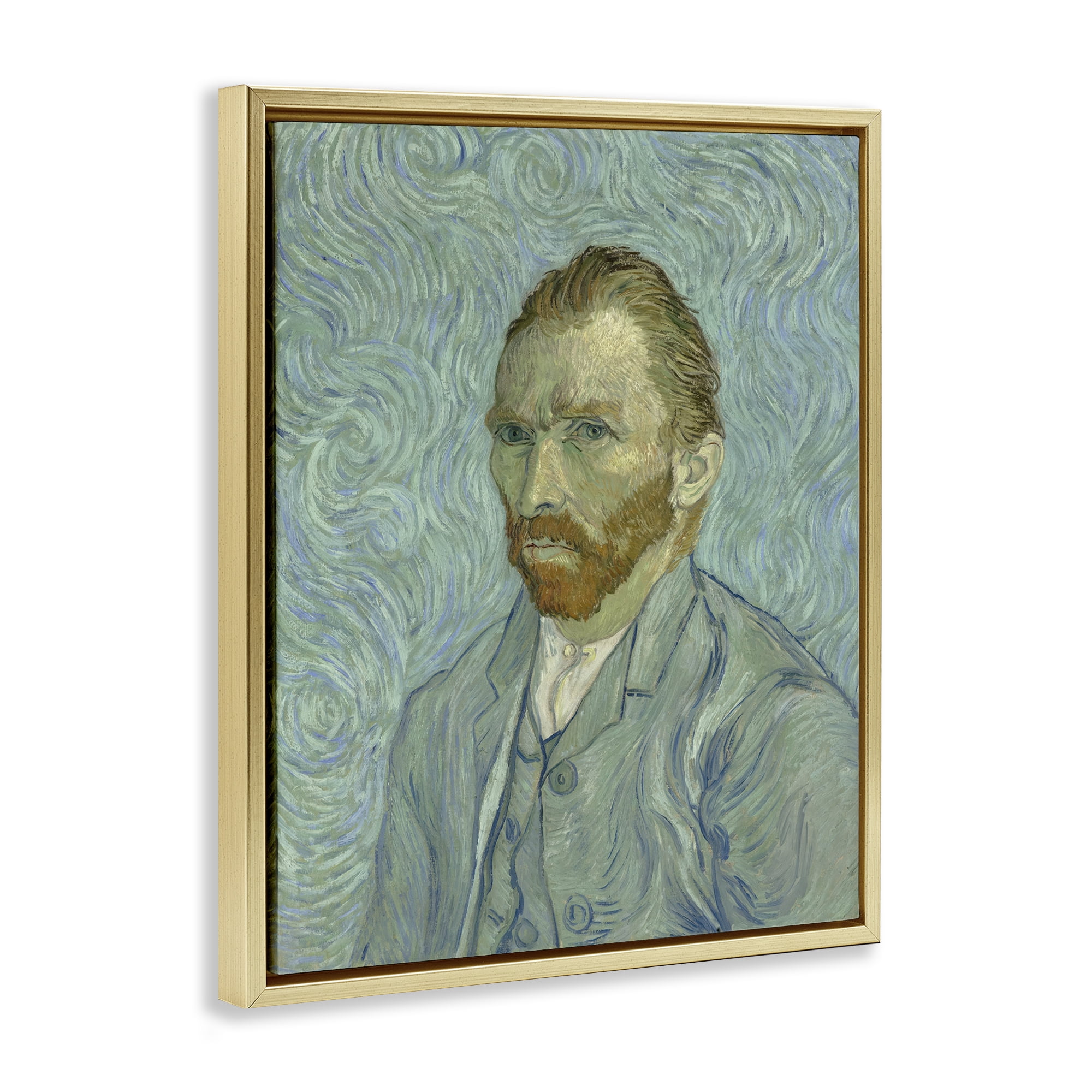 Stupell Industries Van Gogh Classic Self Portrait People Painting Gold Floater Framed Canvas Art Print Wall Art, 17 x 21