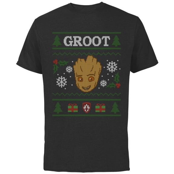 Marvel Groot Guardians of the Galaxy Ugly Christmas Sweater - Short Sleeve Cotton T-Shirt for Adults - Customized-Black