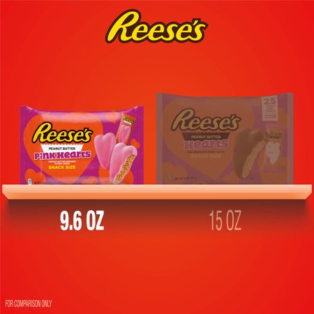 Reese's Pink Creme Peanut Butter Snack Size Hearts Valentine's Day Candy, Bag 9.6 oz