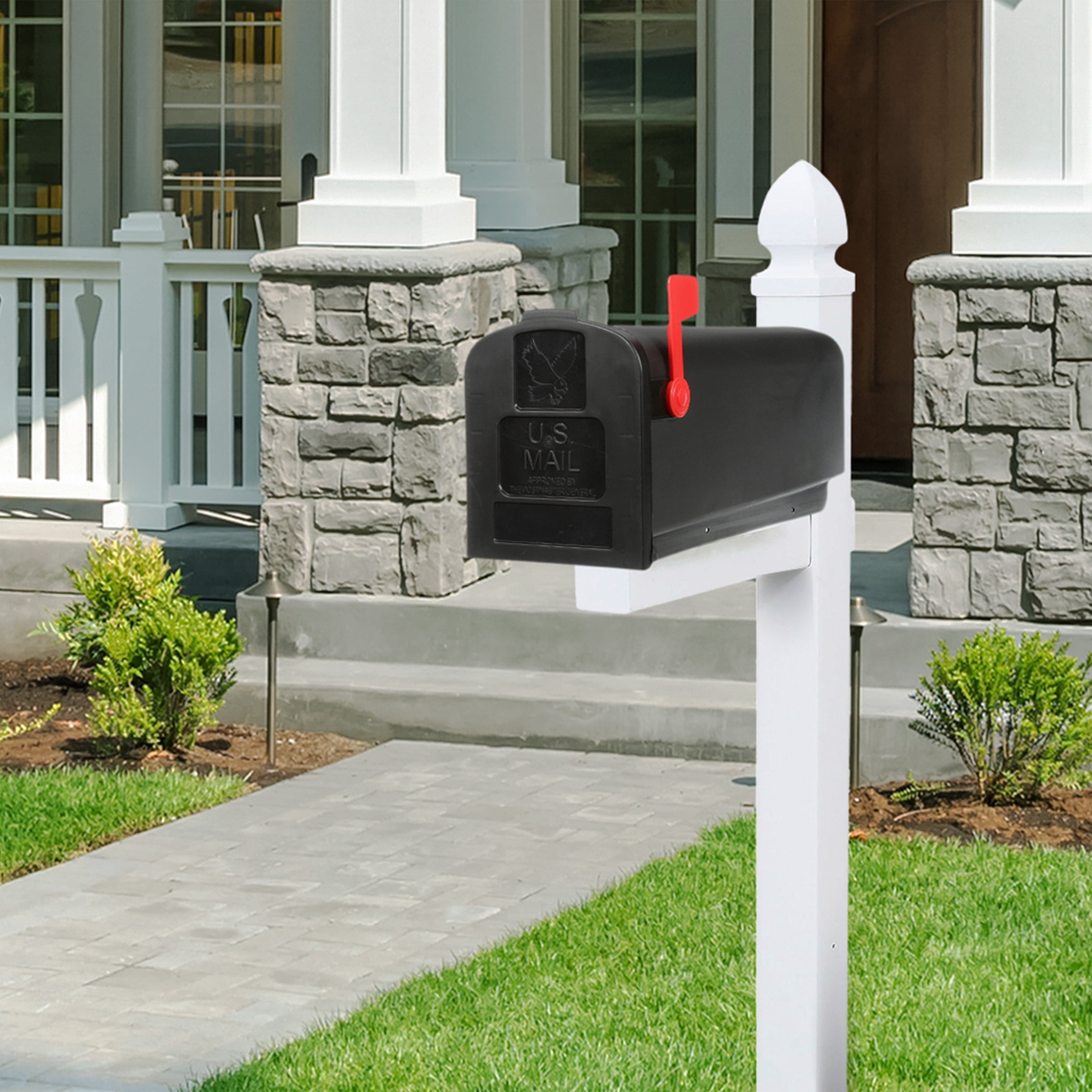 Architectural Mailboxes Parsons Plastic, Medium, Post-Mount Mailbox in Black