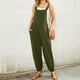 thumbnail image 2 of Gibobby pantalones siameses de pierna ancha Mono sin mangas para mujer, mono informal liso de verano, pantalones con peto de pierna ancha, mono con botones y bolsillos con bot(Verdinegro， XXL), 2 of 5