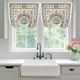 thumbnail image 5 of Vintage Flowers Pattern Tie Up Curtain 54 Inches Long, Grey Green Classical Bohemian Balloon Style Kitchen Window Curtain Over Sink, Small Window Rod Pocket Curtain 42"x54", 5 of 9