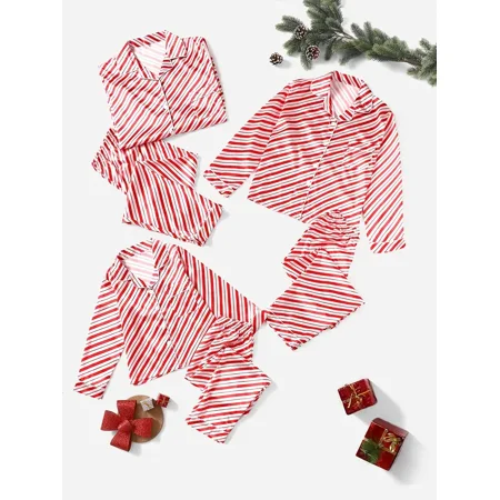 

Toddler Girls‘ Striped Christmas Casual Pajama Sets