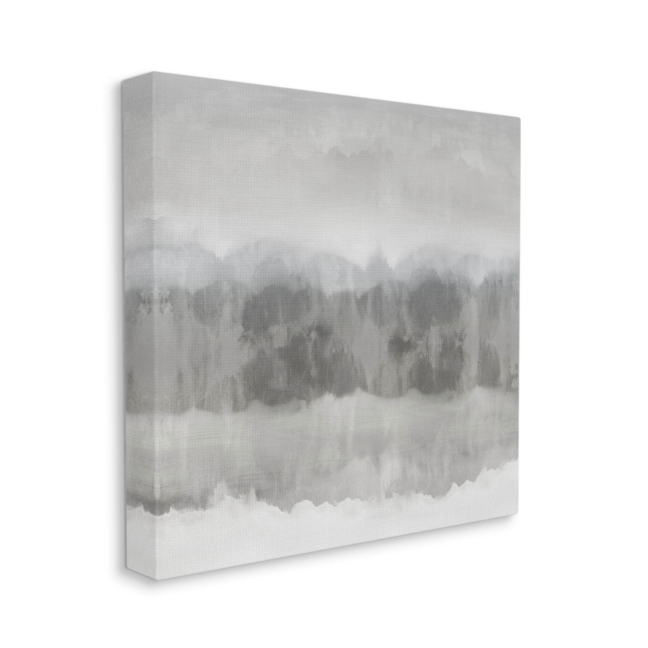 Grey Abstract Nature Fog Abstract Graphic Art Gallery Wrapped Canvas Print Wall Art
