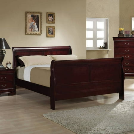 Collection Full Sleigh - Coaster Company Louis Philippe Collection Full Bed, Red/Brown