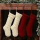 thumbnail image 2 of Medias navideñas, medias navideñas tejidas con cables, bolsas colgantes tradicionales, adornos para decoraciones de fiestas familiares (2 piezas, rojo+blanco), 2 of 5