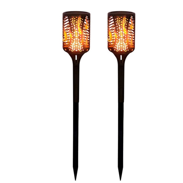 2 Linternas Solares de 99 LED con Llama Parpadeante para Exteriores, Iluminación Decorativa con Energía Solar.