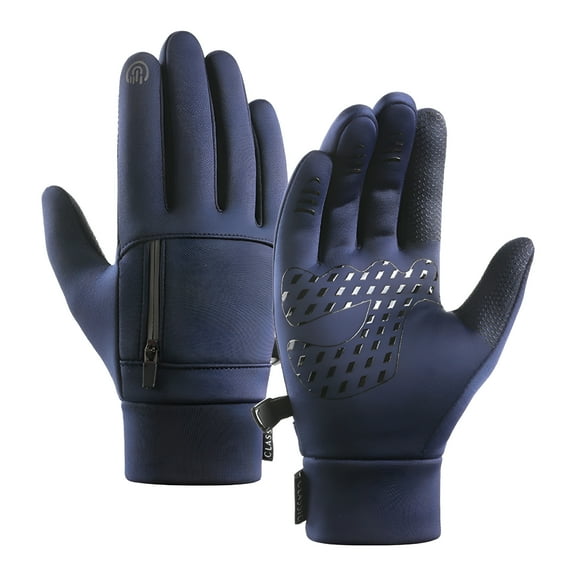 TELOLY 1 Pair Practical Anti-slid Warm Gloves Warm-keeping Windproof Fabric Sport Gloves for Unisex, Dark Navy Blue