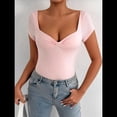 thumbnail image 4 of Body de Corta con Cuello en Forma de Corazón para Mujer, Corte Entallado, Estilo Moderno, Mono Básico, Camisetas. Rosa L, 4 of 7
