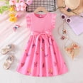 thumbnail image 5 of LIIPEE Girls Dresses Casual Cartoon Ribbed Sleeveless Crew Neck Summer Dress With Bowknot Toddler Flowy Comfortable Breathable Soft Cute Daily Dresses,Pink,4-5 Years, 5 of 9