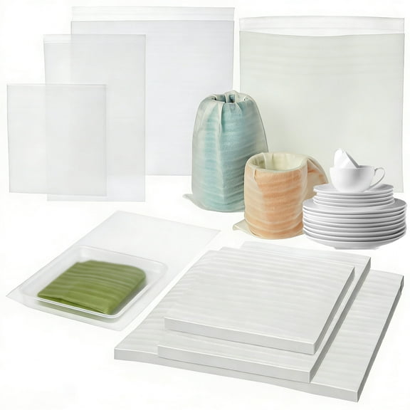 75 Pcs Cushion Foam Packaging Pouches, 3 Sizes Wrapping Bags Packing Foam Sheets for Dishes Furniture Glasses Cups Plates Moving Shipping