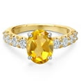 thumbnail image 3 of Gem Stone King 14K Two Tone Gold Yellow Citrine and Lab Grown Diamond Engagement Ring for Women | 3.28 Cttw | Oval 10X8MM | Gemstone November Birthstone | Size 5, 3 of 6