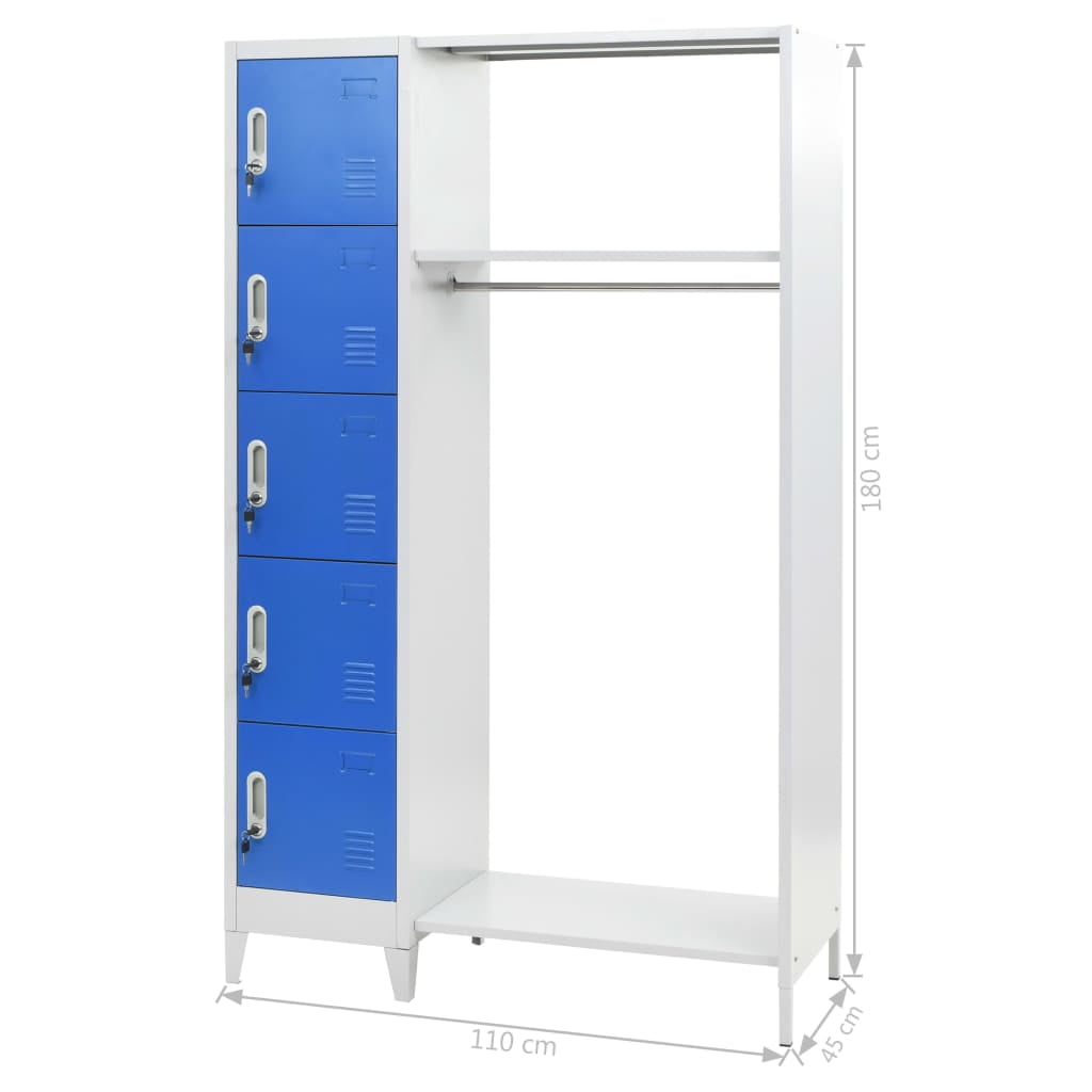 Kepooman Storage Cabinet with Coat Rack for Office Kitchen, Blue Kepooman Storage Cabinet with Coat Rack for Office Kitchen, Blue