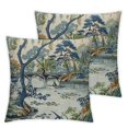 thumbnail image 2 of QZHH Chinoiserie Pillow Covers , Asian Scenic Blue and Kelly Green Throw Pillows Farmhouse Chinoiserie Decorative Pillowcase Cushion Cover for Home Sofa Bedroom Outdoor,2 pcs White, 2 of 6