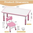 thumbnail image 4 of Adjustable-height niños' mesa y 6 sillas set: 472 x 23.6 pulgadas rectangular superficie grafiti, detachable almacenamiento box, bpa-free, non-slip, rosa ages 2 - 10 (playroom, classroom, home), 4 of 8