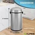 thumbnail image 2 of Alpine Industries Stainless Steel Commercial Indoor Trash Can with Swing Lid 17-Gallon, 2 of 9