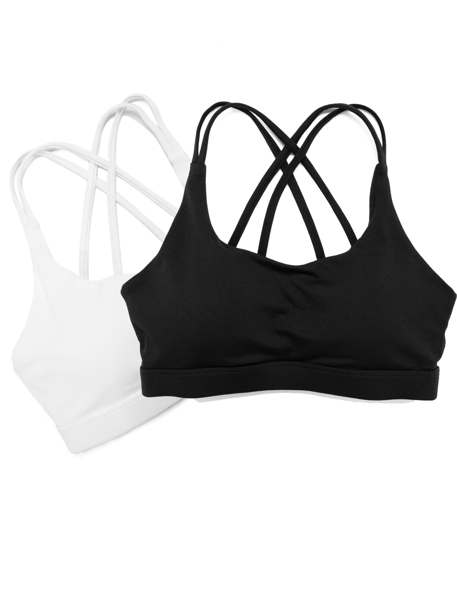 2Pack Women Sports Bra Strappy Sexy Sports Bra Cross Back Strappy Removable Pads Yoga Running