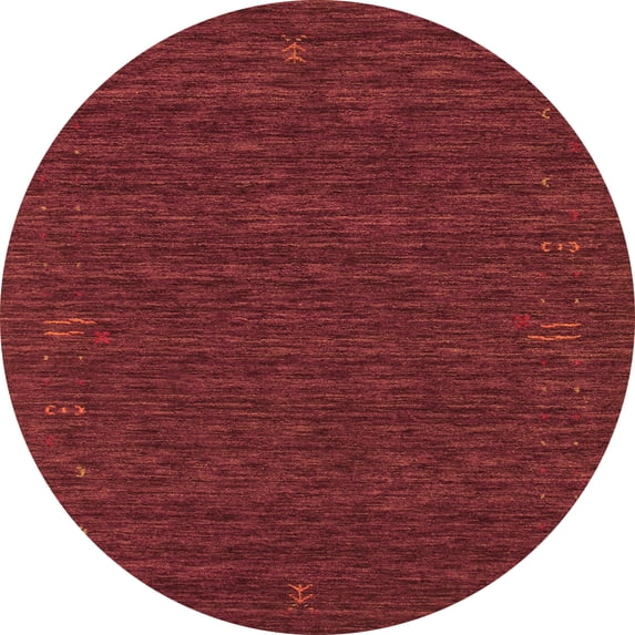 Ahgly Company Indoor Round Abstract Orange Contemporary Area Rugs, 3' Round