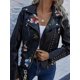 thumbnail image 5 of Chaqueta de cuero finas de imitación con bordado y estampado Floral para mujer, abrigo para motocicleta de Pu, prendas de vestir exteriores con remaches y cremallera Punk negro para mujer, 5 of 5