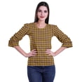 thumbnail image 1 of Moomaya Chemisiers Hauts pour Femmes Mode Robe à Manches Évasées Imprimée Vêtements Décontractés, 1 of 4