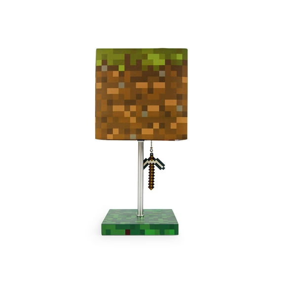 Minecraft Grass Block 14" LED Pickaxe 3D Puller Desk Lamp