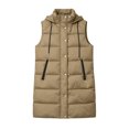 thumbnail image 7 of IUYRTFE Women's Long Hooded Puffer Vest with High Collar and Zipper Front Quilted Winter Coat with Pockets, 7 of 7