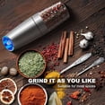 thumbnail image 4 of Gravity Electric Salt and Pepper Grinder Set - Automatic Shakers Mill Grinder with LED Light - Battery Powered Adjustable Coarseness One Hand Operation - Upgraded Larger Capacity - Sliver, 4 of 7