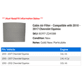 thumbnail image 2 of Cabin Air Filter - Compatible with 2010 - 2017 Chevy Equinox 2011 2012 2013 2014 2015 2016, 2 of 2