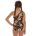 thumbnail image 3 of Xoenoiee Mushroom Daisy Flower Print Girl Bathing Suit One Piece Swimsuit with Pad One Shoulder Adjustable Strap Swimwear Beachwear with Mesh Cover Up Skirt, Size 13-14 Years, 3 of 7