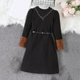 thumbnail image 2 of RKSTN Robe pour Fillettes Manches Longues (8-12 Ans) Col Rond Patchwork en Velours + Ceinture Noire, 2 of 6