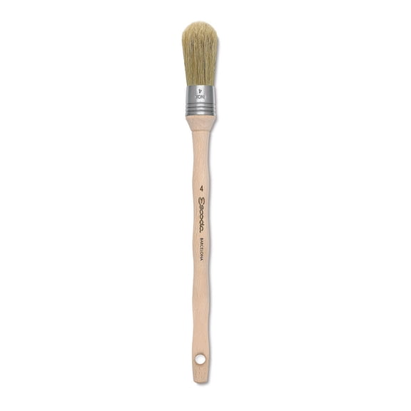 Escoda Natural Bristle Brushes - Round Domed, Size 4, Long Handle