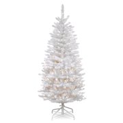 National Tree Company 4.5 ft. Artificial Pre-Lit Kingswood Fir Slim Christmas Tree, White, Clear Lights, Includes Stand