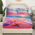 thumbnail image 2 of YST Starfish Shell Fitted Sheet Summer Ocean Beach Landscape Bed Sheets Queen,Romantic Style Bed Sheets Set Room Home Decor, 2 of 4