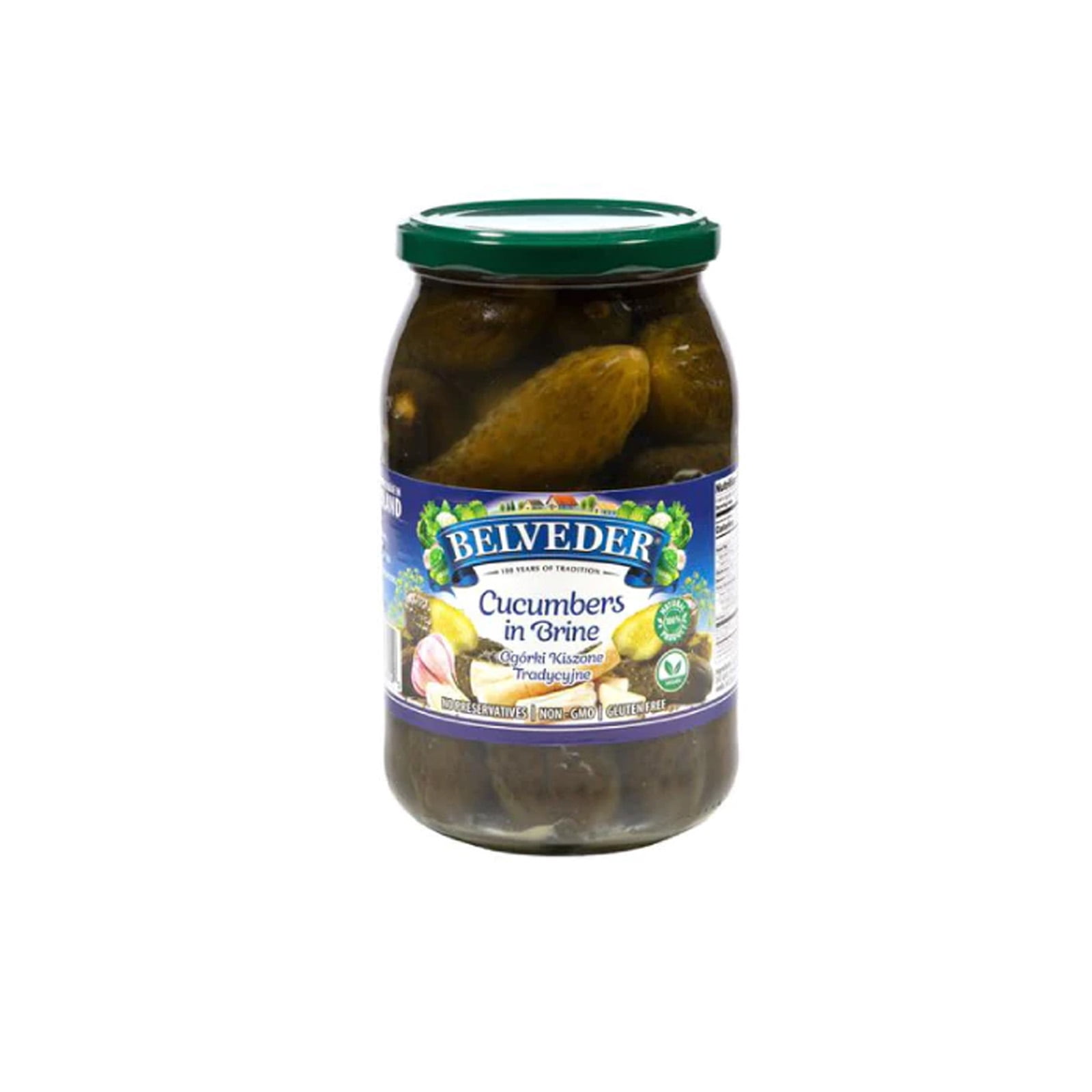 Belveder Cucumbers in Brine 31.74 oz 900g, Vegan, NonGMO, GlutenFree