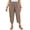 Khaki, variant on SHTXOZHI Womens Plus Size Capris Elastic Waisted Loose Breathable Pants Casual Beach Vacation Pants with Pockets