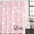 thumbnail image 2 of Valentines Day Shower Curtain, Waterproof Shower Curtains for Bathroom, Pink White Love Hearts Romantic Washable Fabric Bathtub Curtain Set Bath Decor with 12 Hooks Long 72"x84", 2 of 8