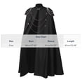 thumbnail image 3 of Virmaxy Halloween Costume Men's Costume Cloak High Stand Collar Military Style Cape with Gold Chains for Halloween Cosplay Party Dress Up Black, 3 of 7