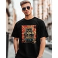 thumbnail image 3 of T-Shirts for Men, Cat Eating Noodles Crew Neck Cotton T-Shirt Men's Short Sleeve Orange, 3 of 8