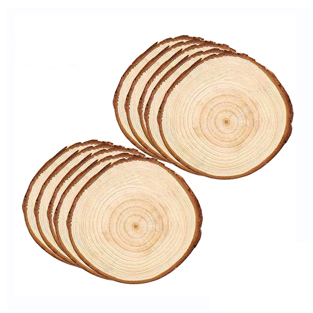 FORACKS Natural Round Wood Slices 4 Pack 9-11 Inches Unfinished Wood Kit Circles Wooden Coasters DIY Crafts Wood Ornament Discs for Cent