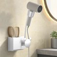 thumbnail image 4 of Rotating Hair Dryer Stand, Adhesive Wall Mount Rack, Adjustable Height, Free Storage, Modern Bathroom Decor, For Small Spaces, Self-Adhesive, Over-the-Door Design, Stylish Home Organization $BS$3, 4 of 8