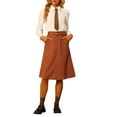 thumbnail image 2 of Falda A-Line de Cintura Alta de Mujer INSPIRE CHIC con Cinturón de Pana Midi para Otoño Invierno M Caramelo, 2 of 6